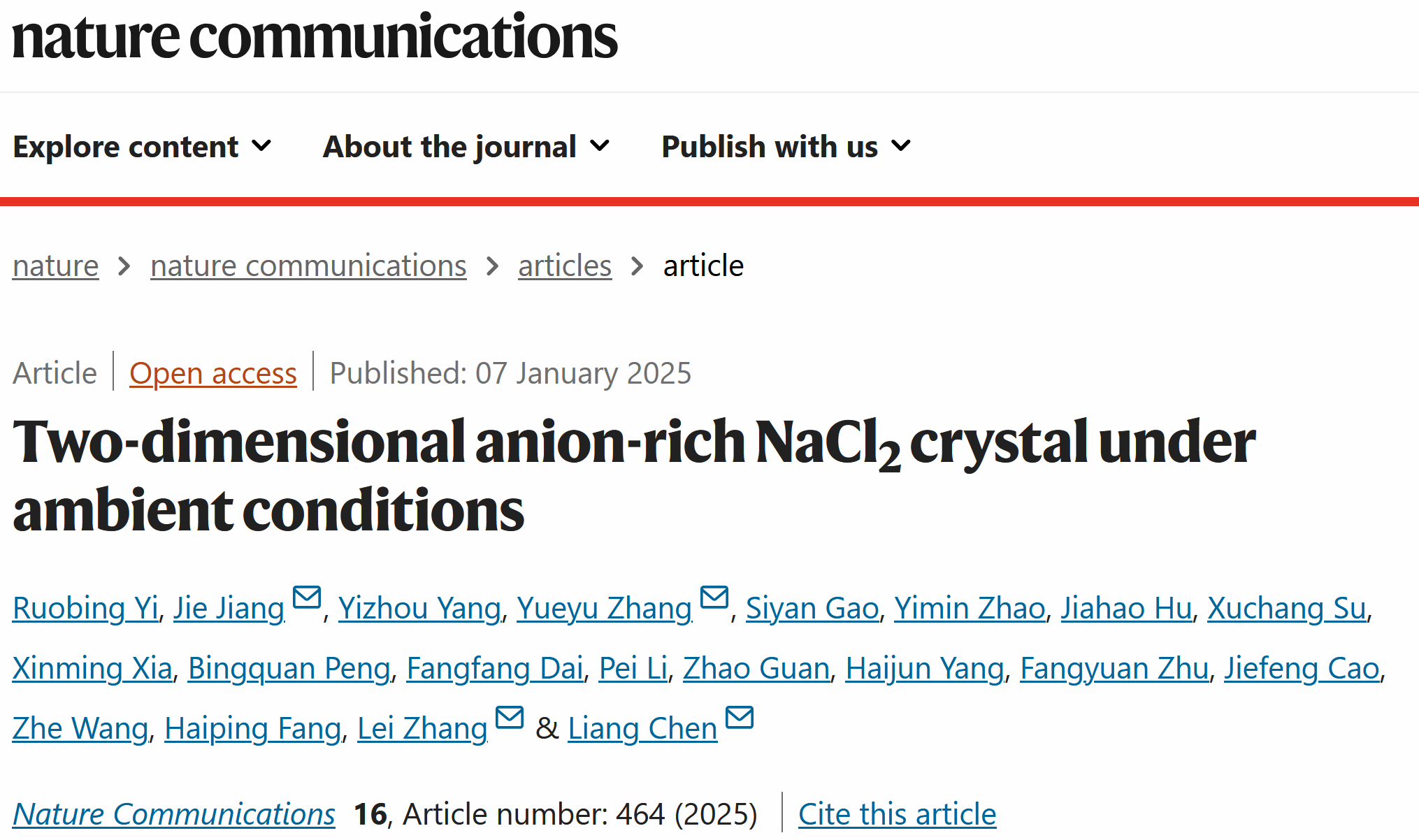 *成人网址
微纳系统表面物理团队在《Nature communications》发表论文
